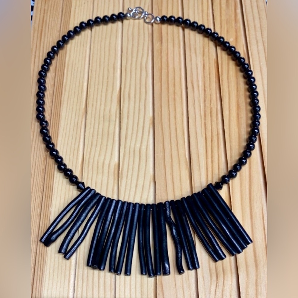 Black Real Onix  Bead Necklace - Women Jewelry